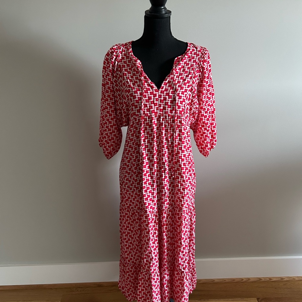 Red and White Patterned Dress